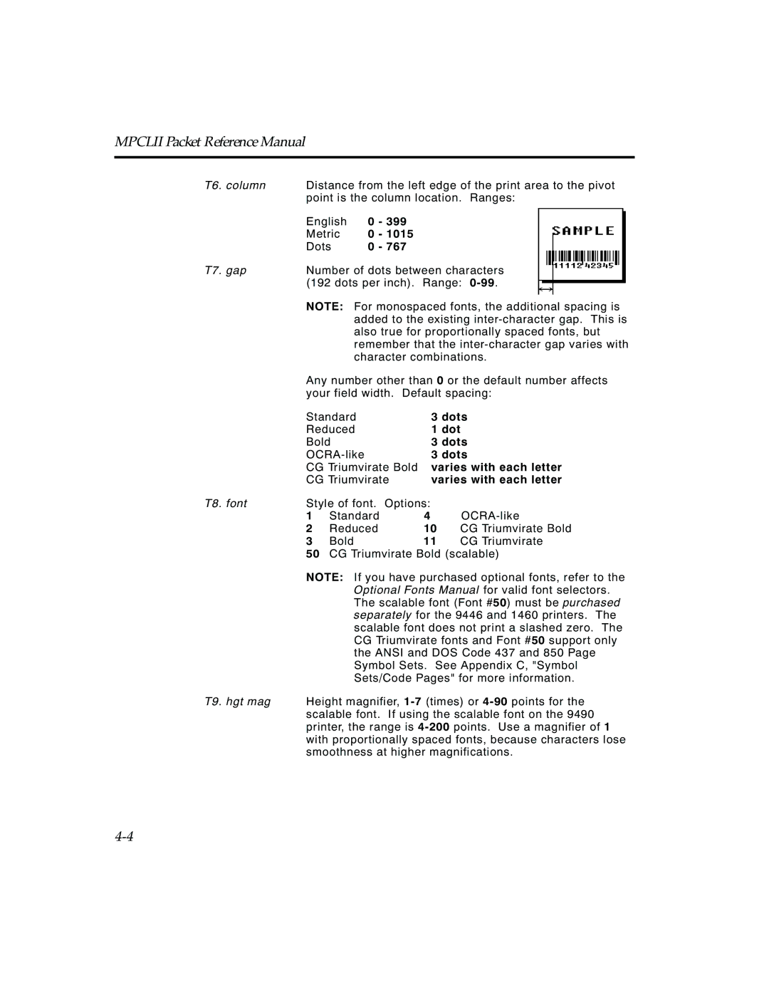 Paxar TCMPCL2PR manual Dot 