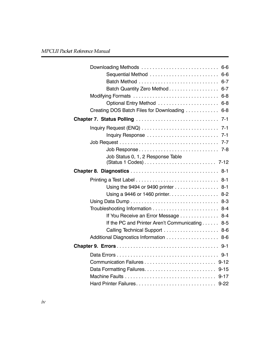 Paxar TCMPCL2PR manual Mpclii Packet Reference Manual 