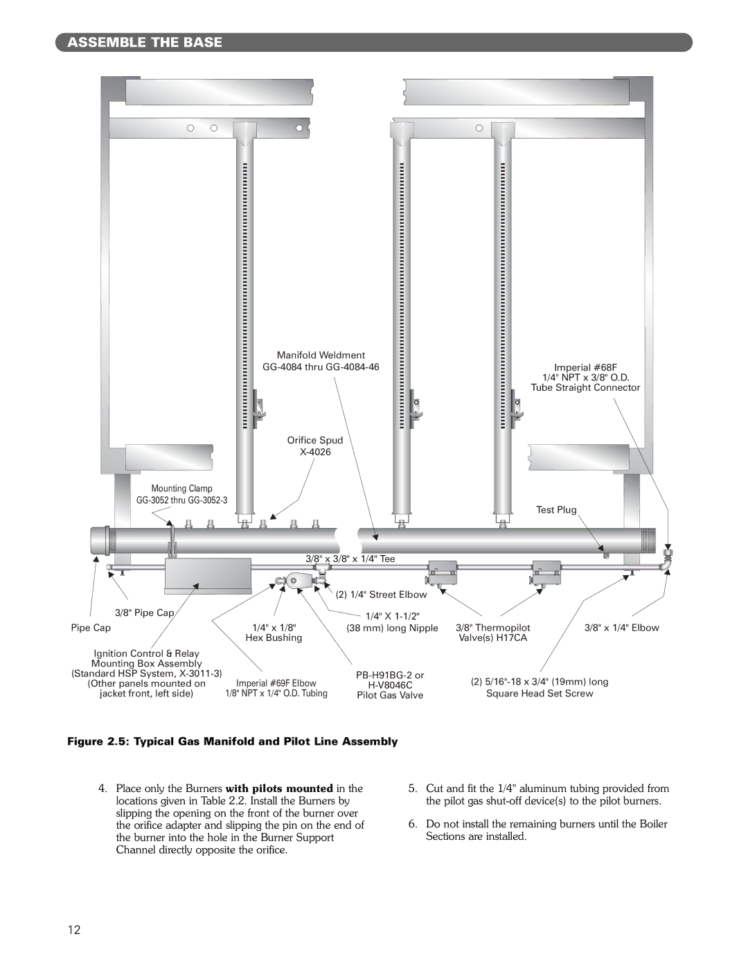 PB Heat 211A manual Typical Gas Manifold and Pilot Line Assembly 