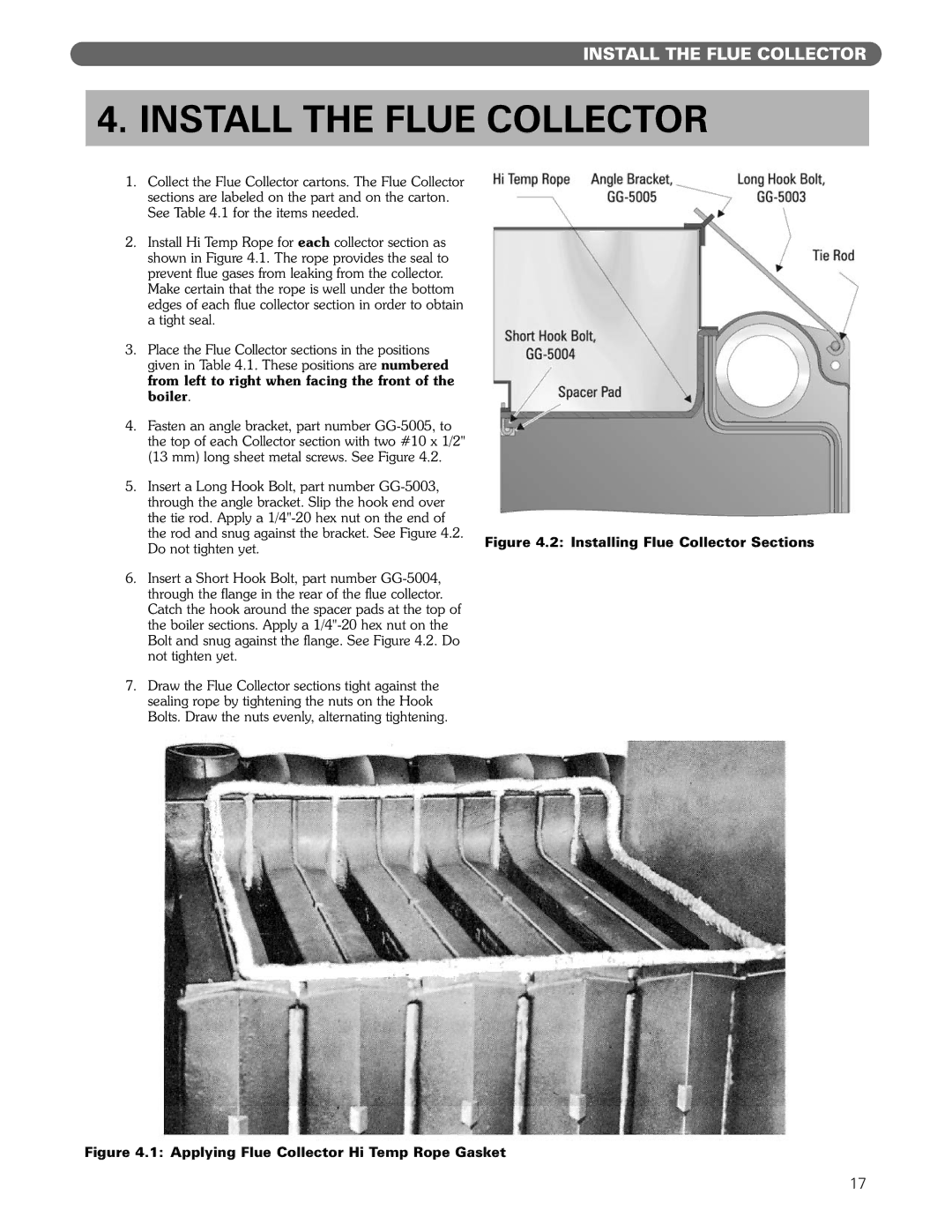 PB Heat 211A manual Install the Flue Collector, Do not tighten yet 