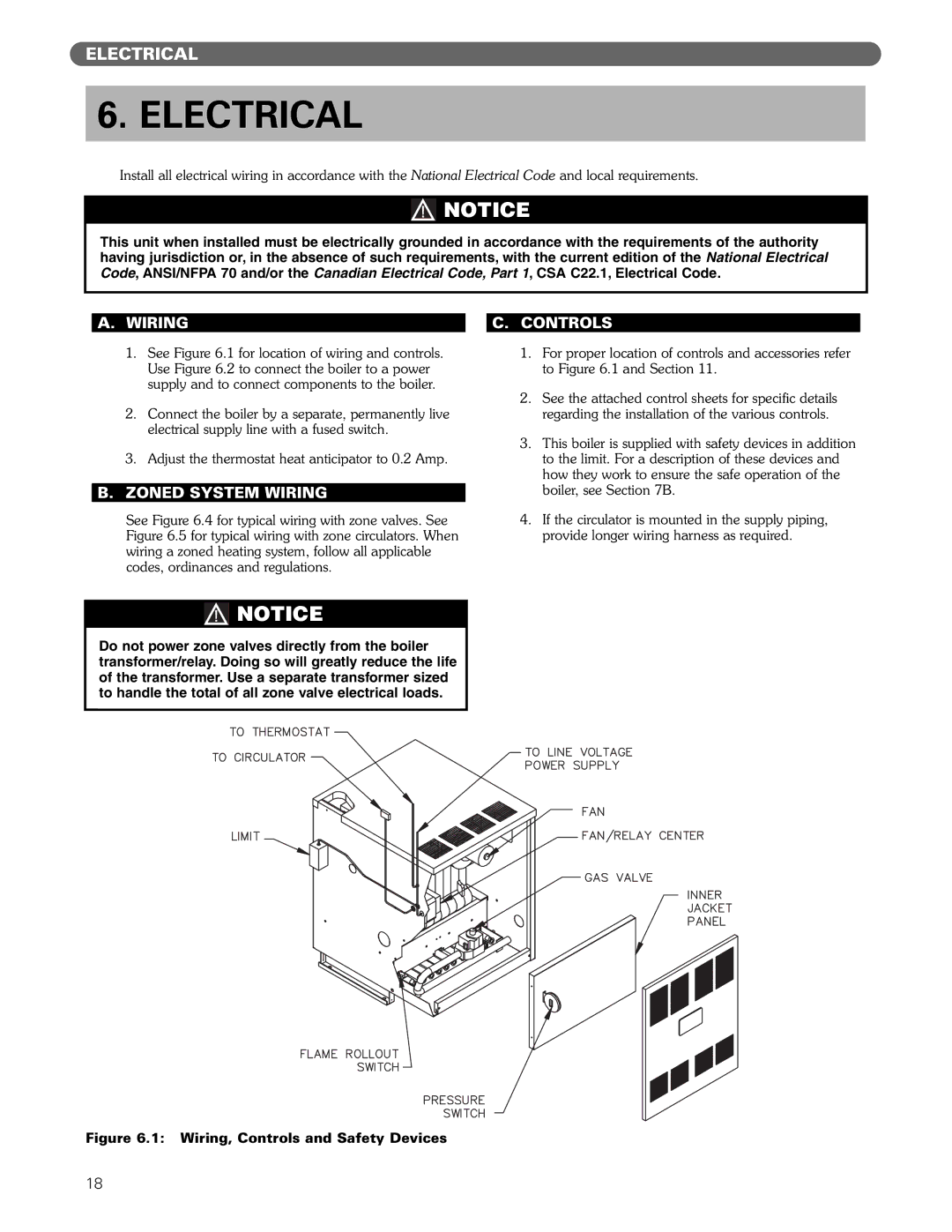 PB Heat DE manual Electrical, Wiring Controls, Zoned System Wiring 