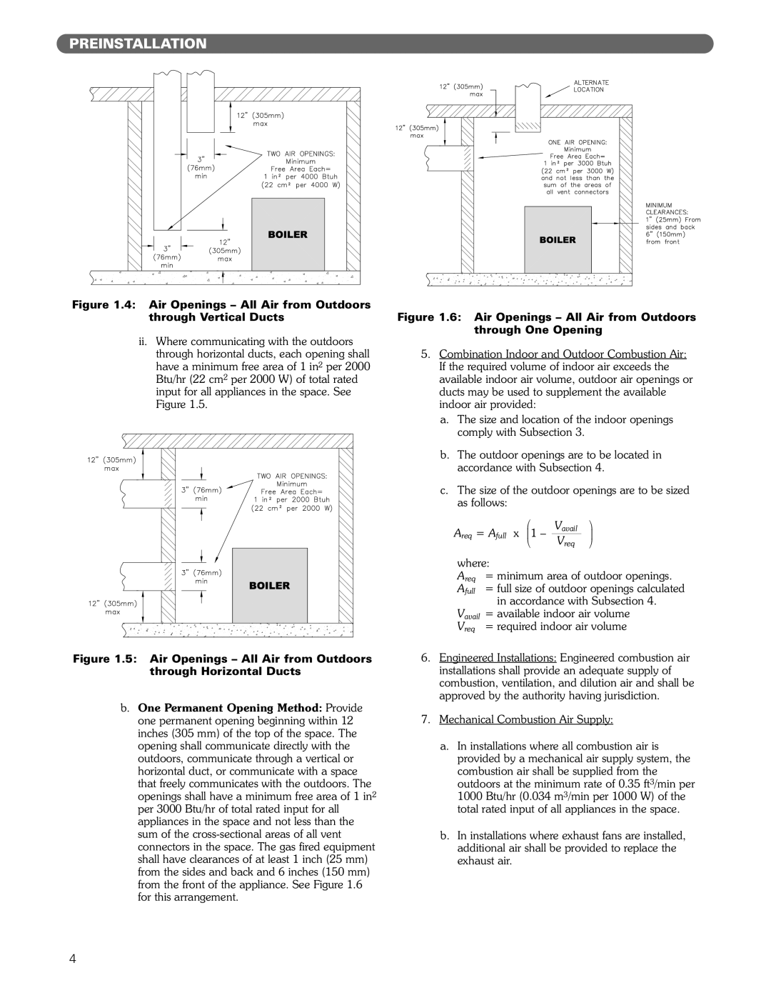 PB Heat DE manual Air Openings All Air from Outdoors through Vertical Ducts, Mechanical Combustion Air Supply 