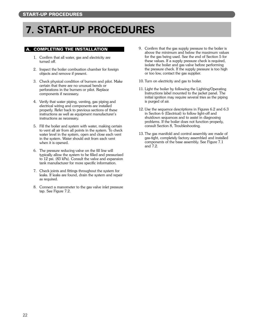 PB Heat DE manual Start-Upprocedures, A.Completing The Installation 