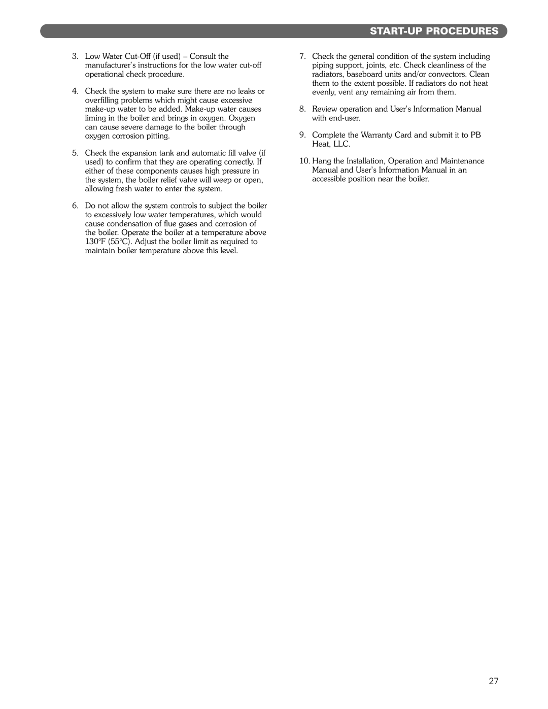 PB Heat DE manual Start-Upprocedures 