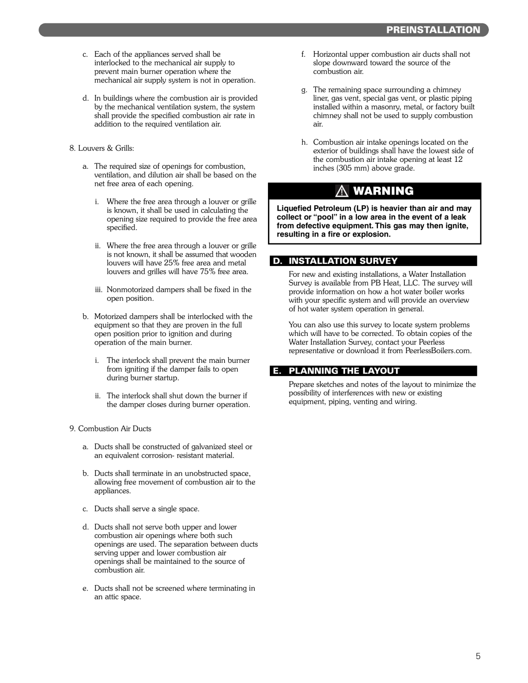 PB Heat DE manual Preinstallation, D.Installation Survey, E.Planning The Layout 