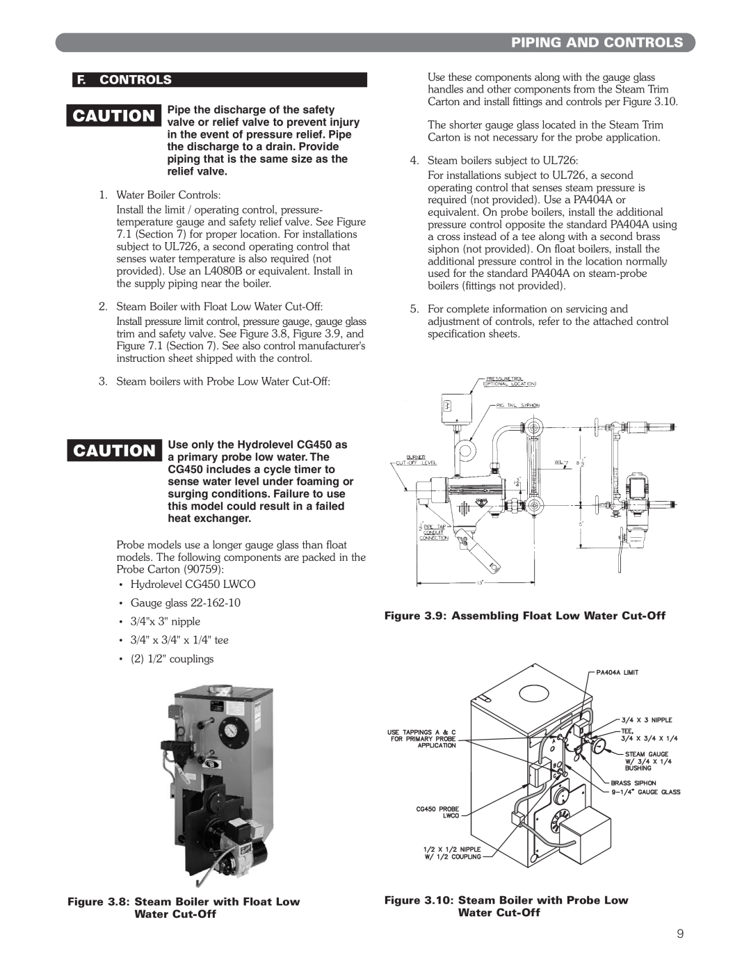 PB Heat EC Series, ECT Series manual Piping And Controls, F.Controls 