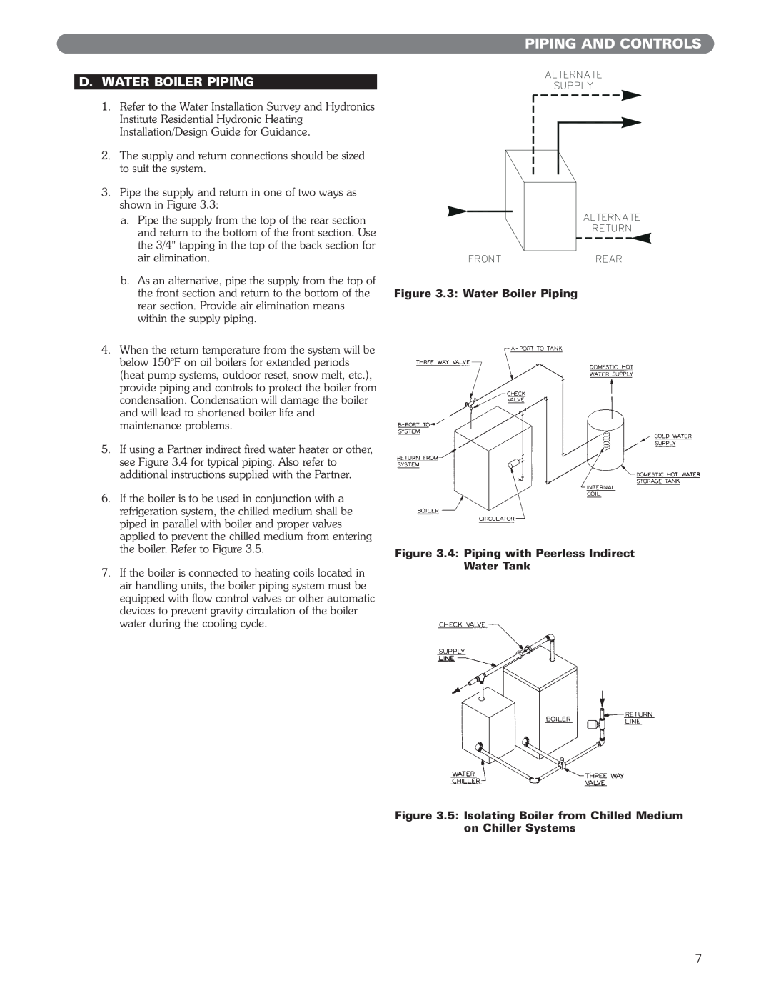 PB Heat EC Series, ECT Series manual Piping And Controls, D.Water Boiler Piping 