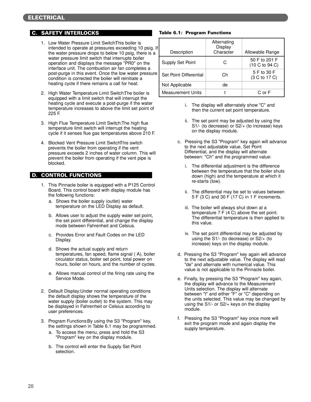 PB Heat Gas Boiler manual Safety Interlocks, Control Functions 