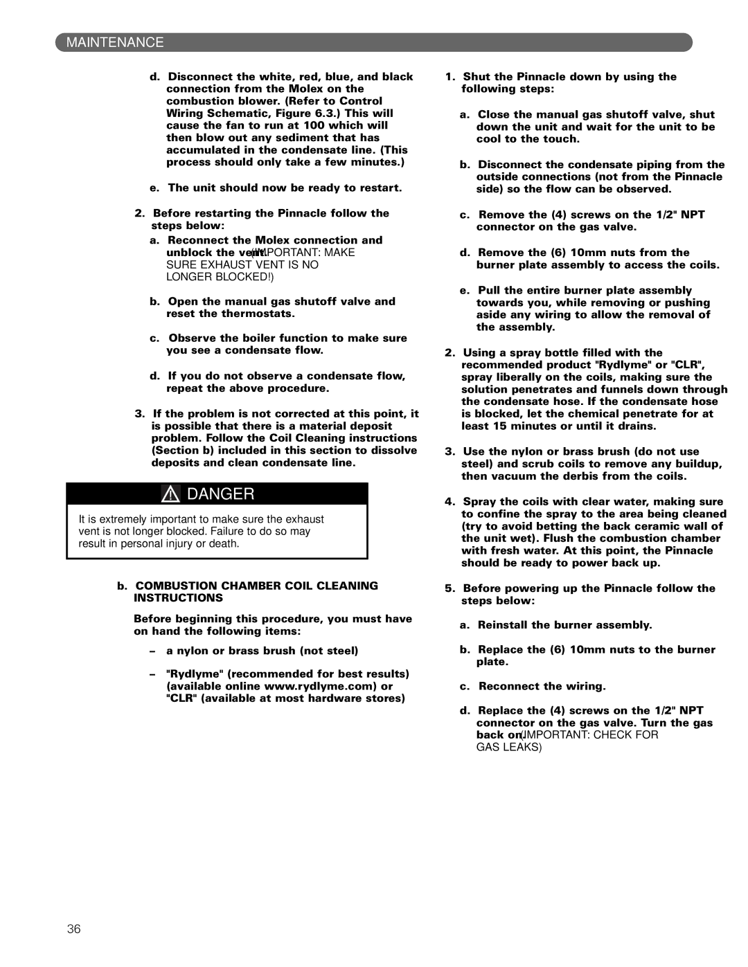 PB Heat Gas Boiler manual GAS Leaks 