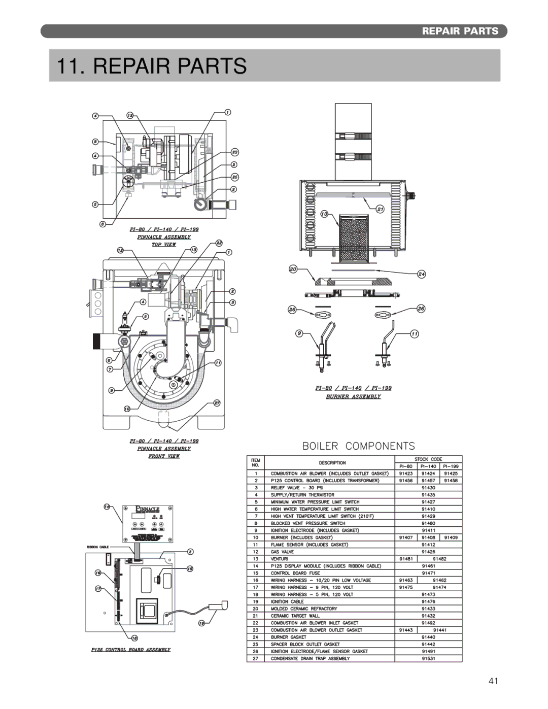 PB Heat Gas Boiler manual Repair Parts 