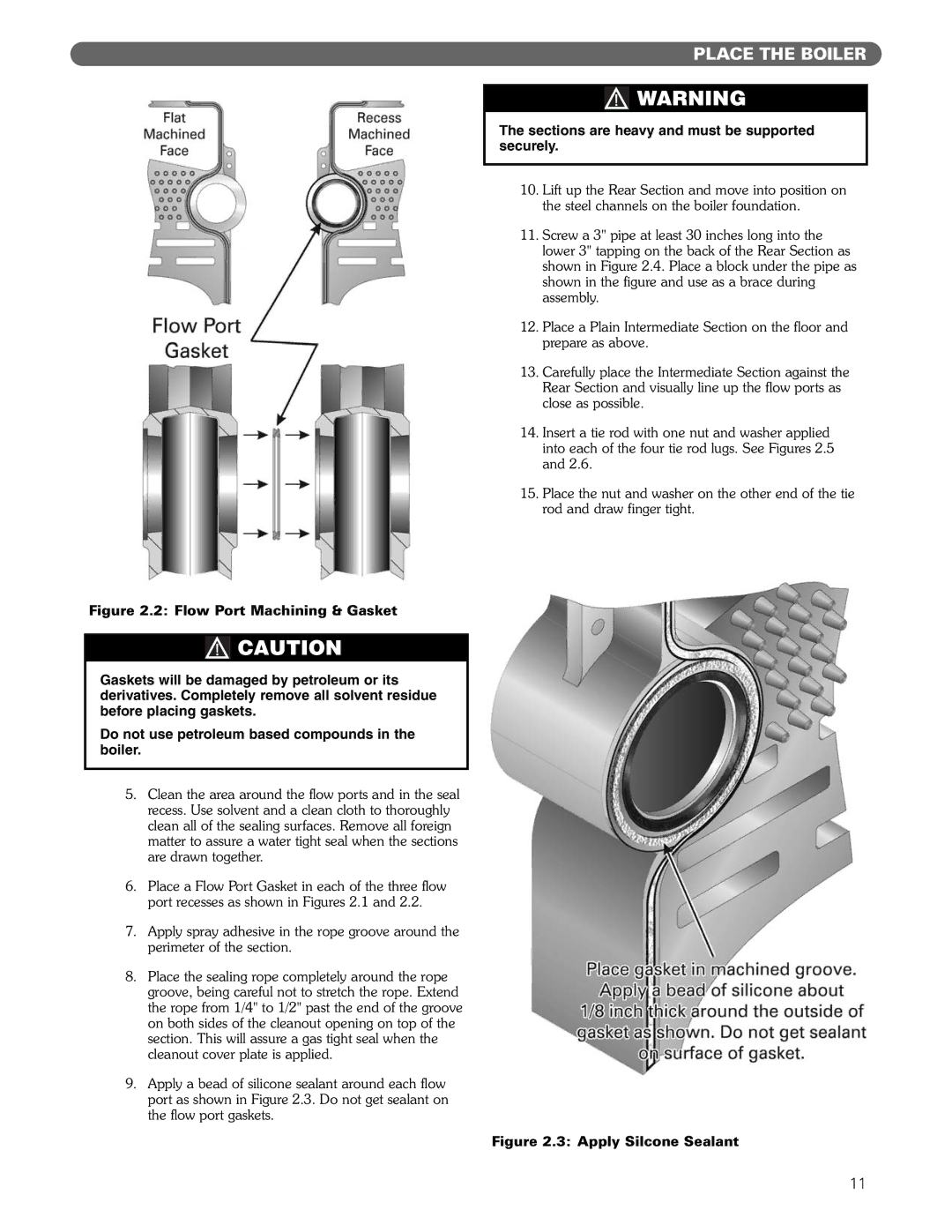 PB Heat Gas/Oil Boilers manual Apply Silcone Sealant 