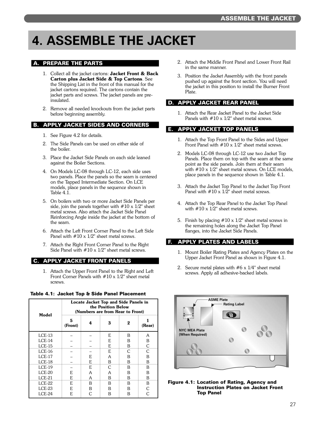 PB Heat Gas/Oil Boilers manual Assemble the Jacket 