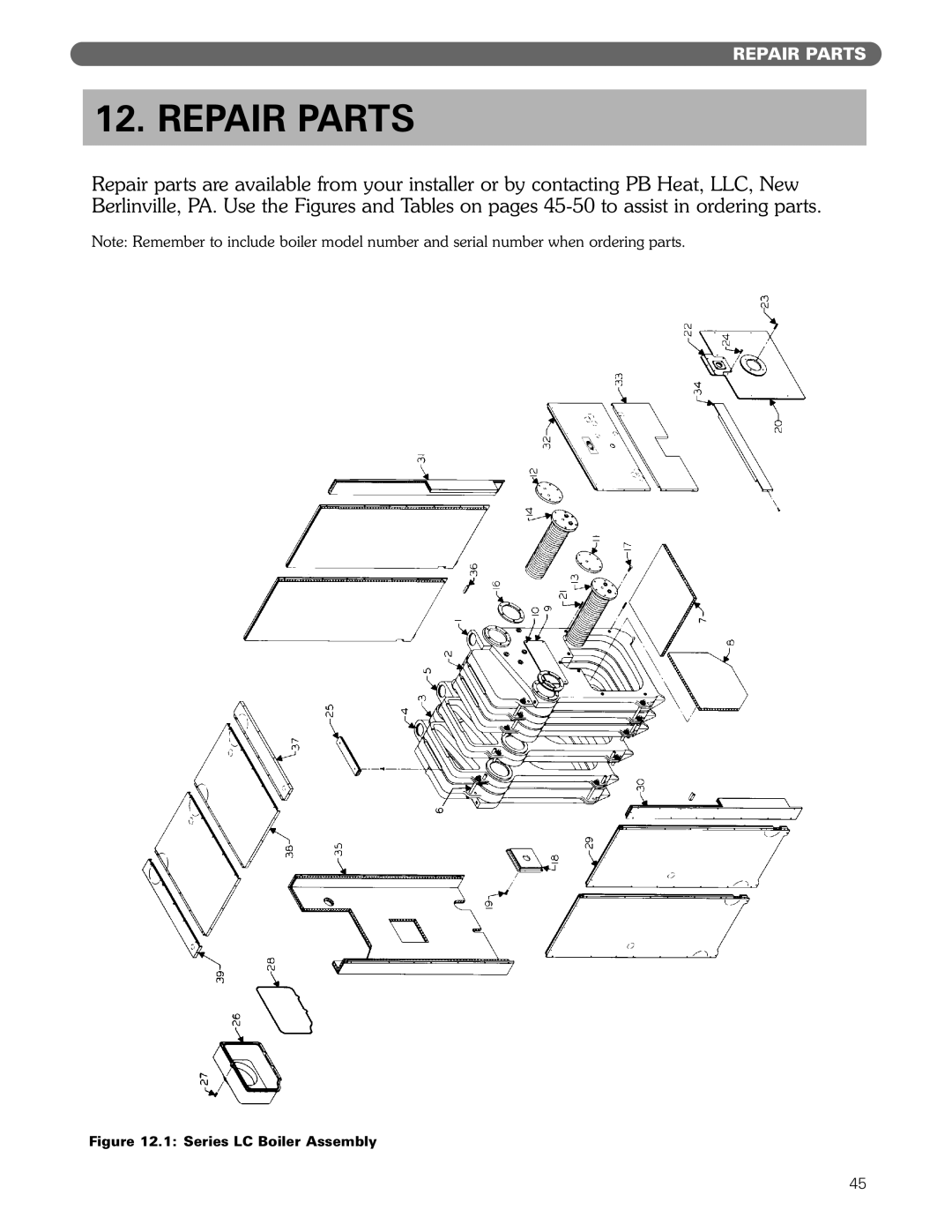 PB Heat Gas/Oil Boilers manual Repair Parts, Series LC Boiler Assembly 