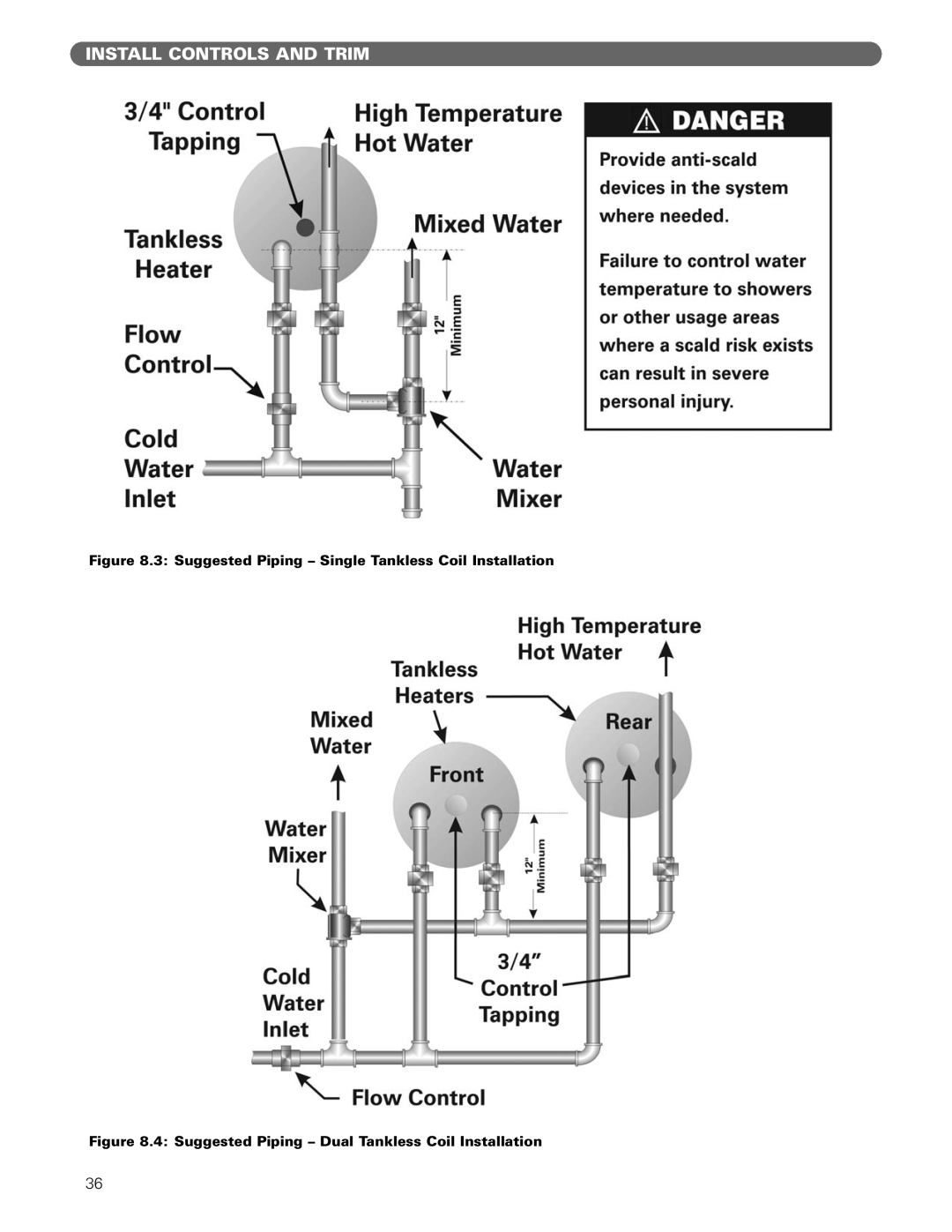PB Heat Gas/Oil Boilers manual Install Controls And Trim, 3 Suggested Piping - Single Tankless Coil Installation 