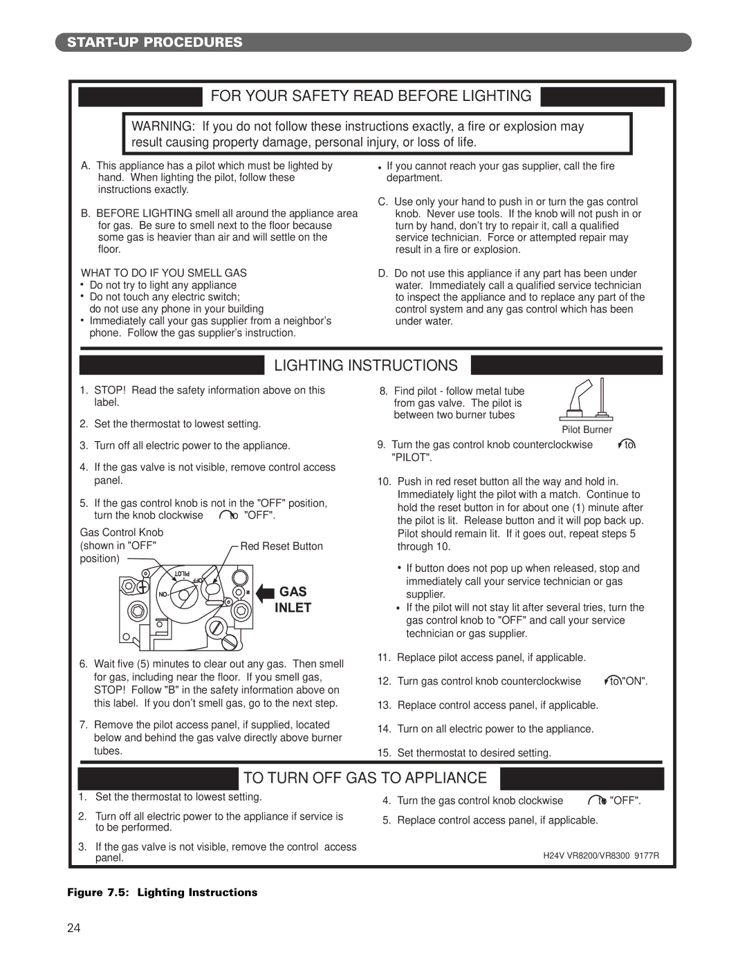 PB Heat MI/MIH series manual For Your Safety Read Before Lighting 