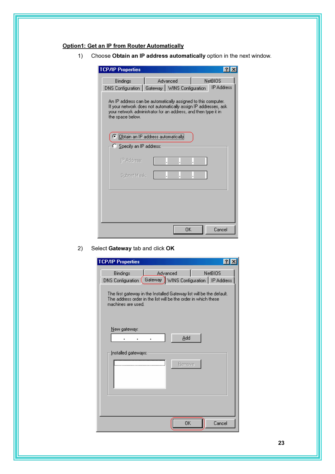 PC Concepts ADSL2+ user manual Select Gateway tab and click OK 