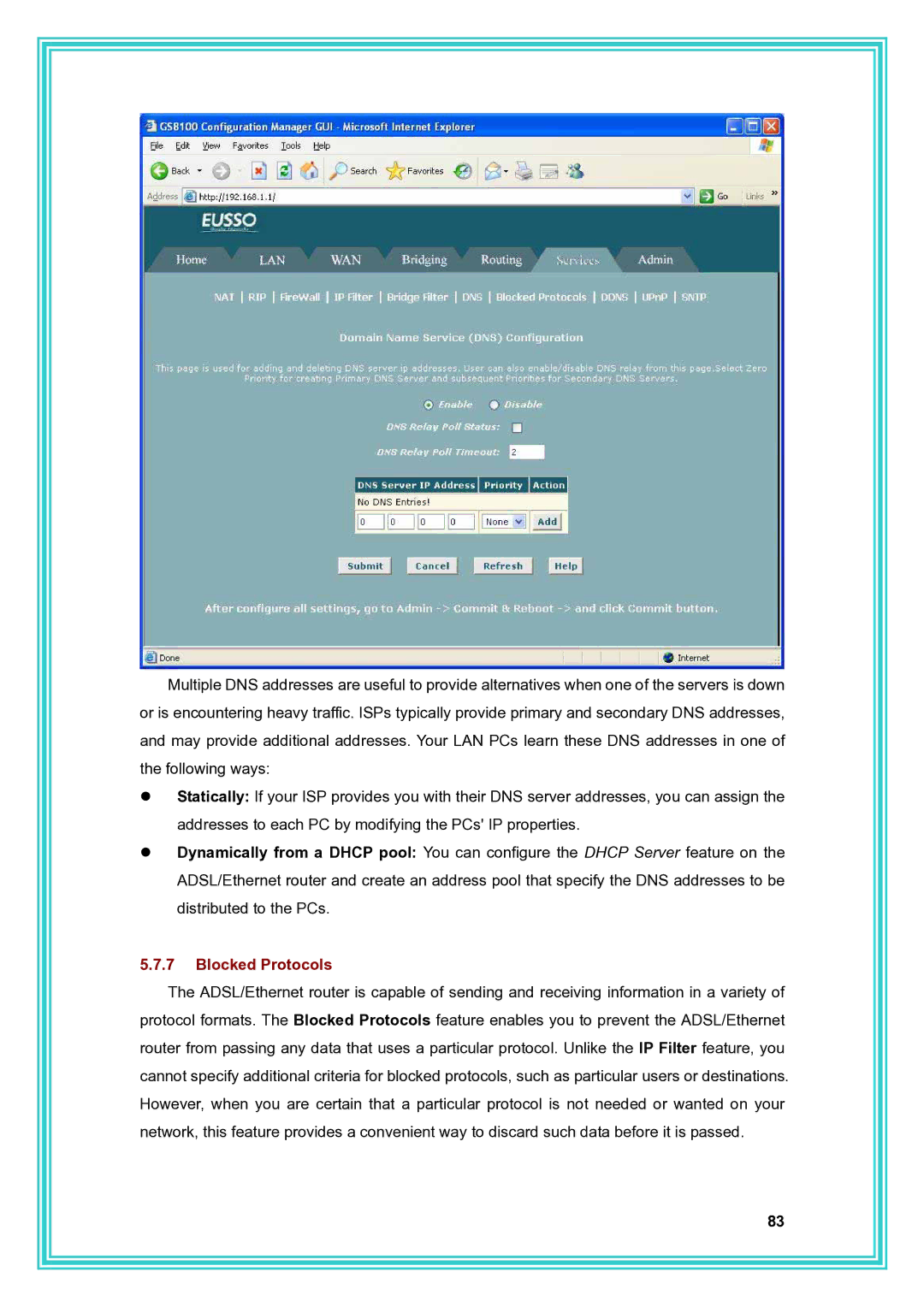 PC Concepts ADSL2+ user manual Blocked Protocols 