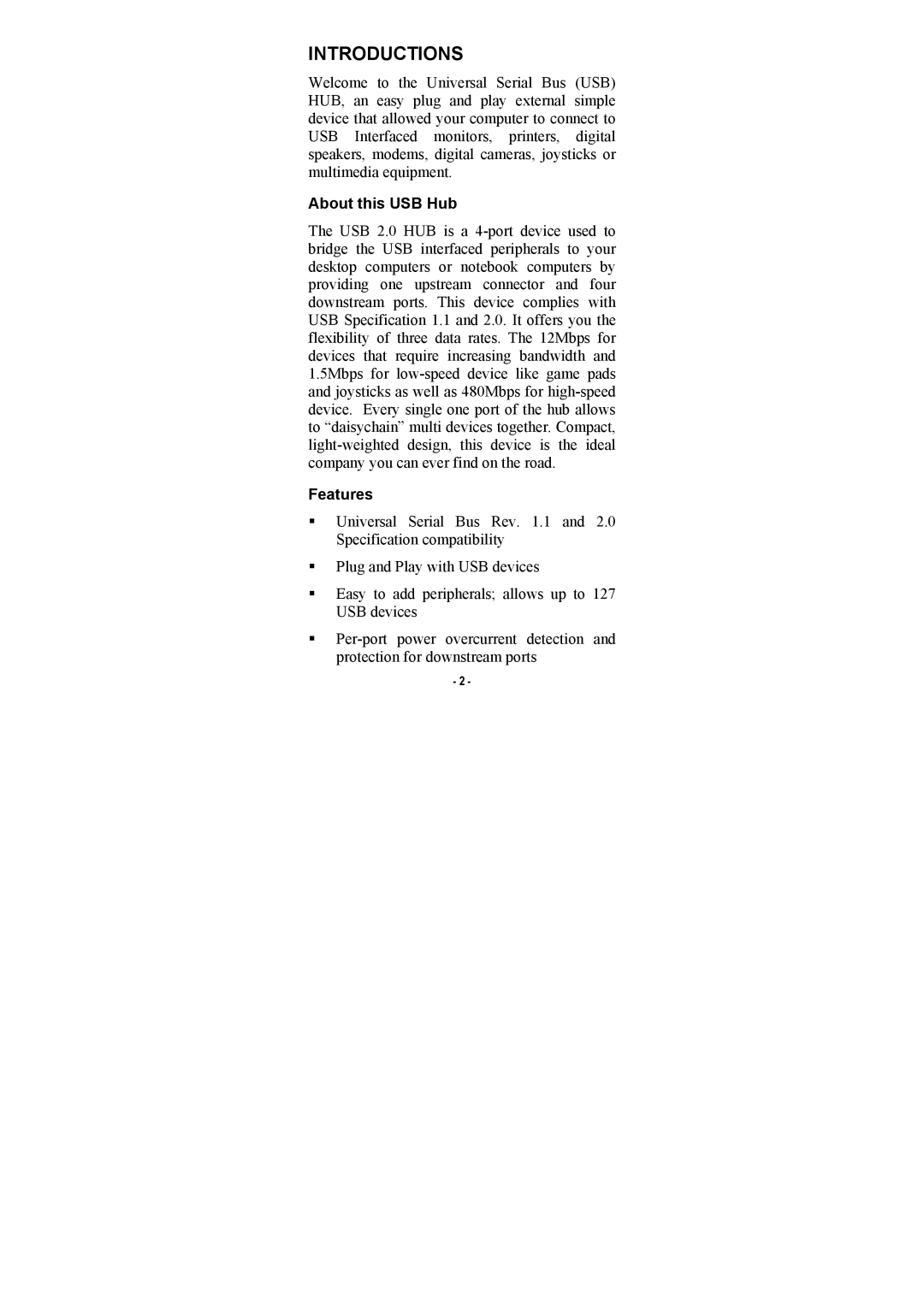 PC Concepts TU2-400 manual Introductions, About this USB Hub, Features 