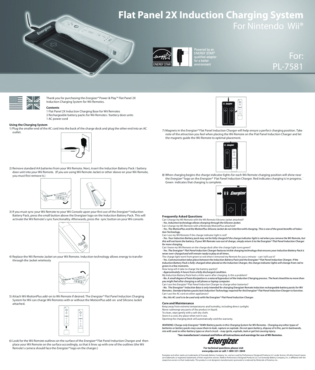 PDP PL-7581 manual Contents, Using the Charging System, Frequently Asked Questions, Care and Maintenance 
