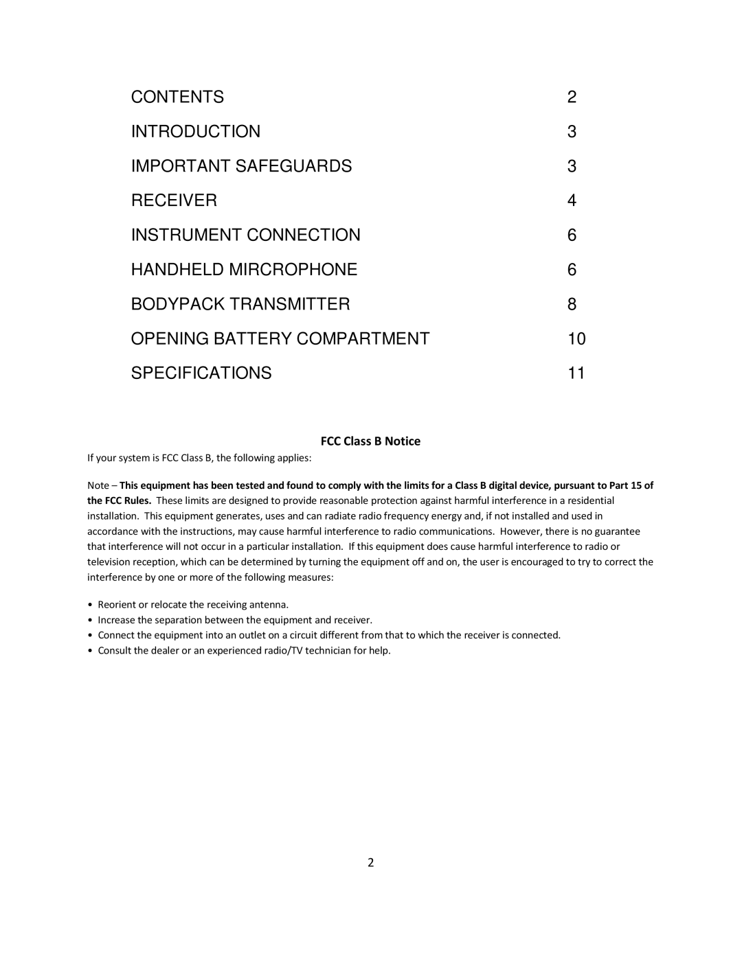 Peavey 1 UHF manual FCC Class B Notice 