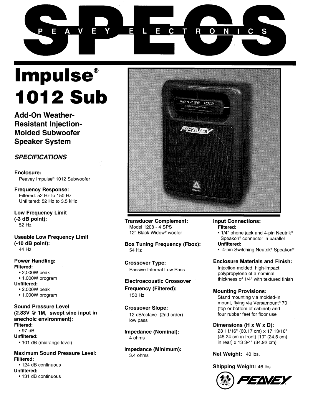 Peavey 1012 Sub manual 