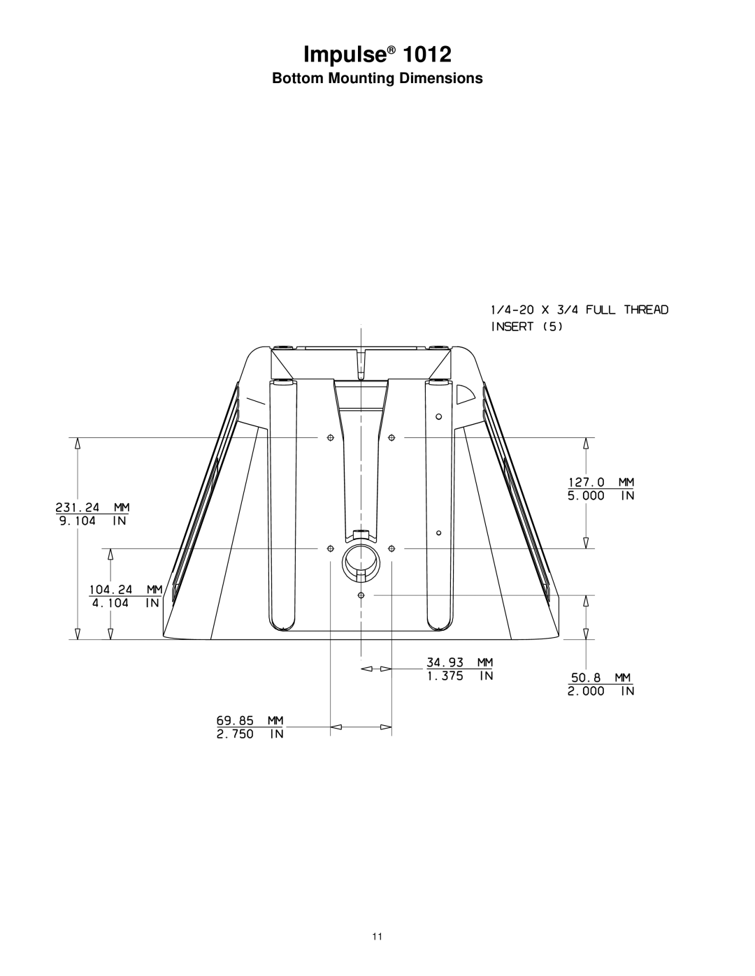 Peavey 1012 manual Bottom Mounting Dimensions 