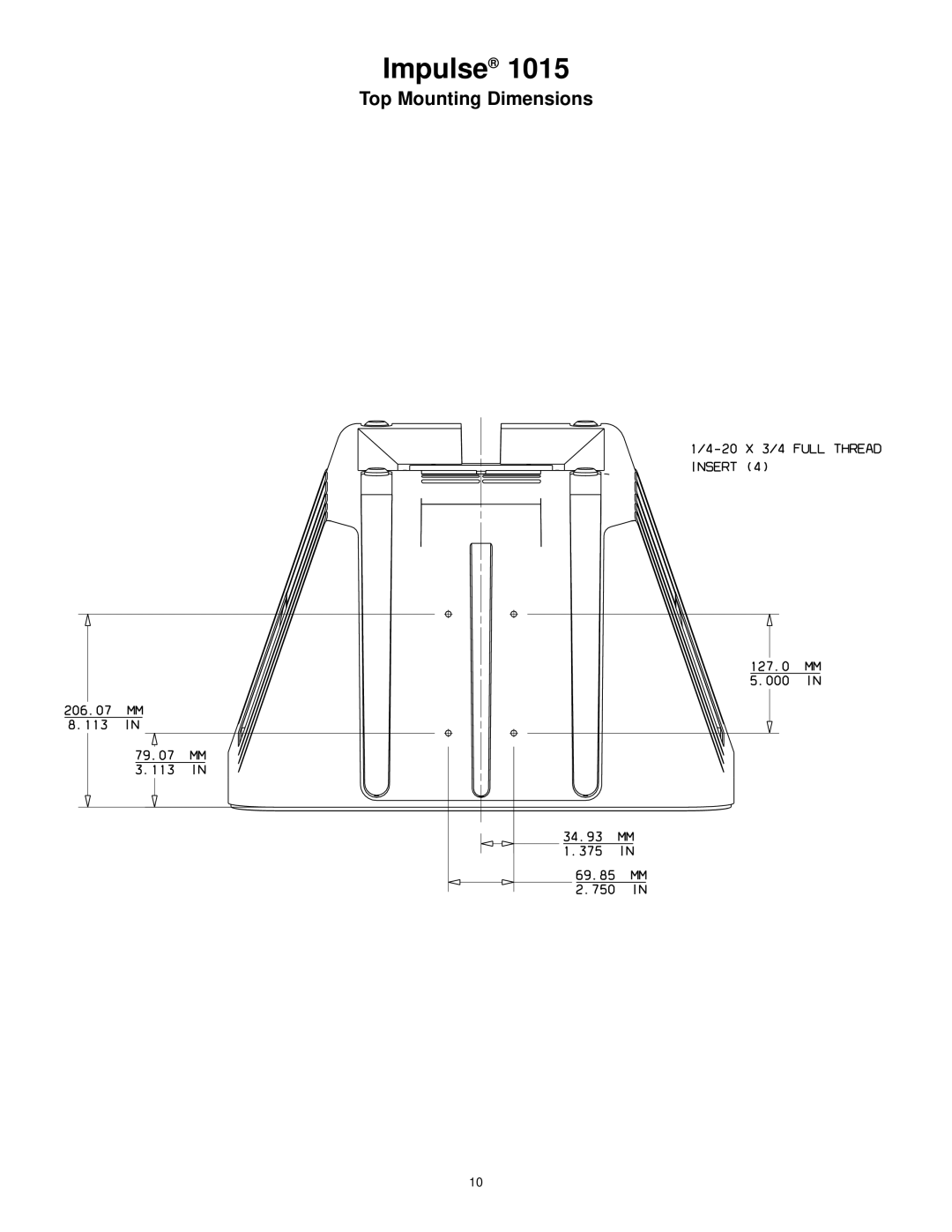 Peavey 1015 manual Top Mounting Dimensions 