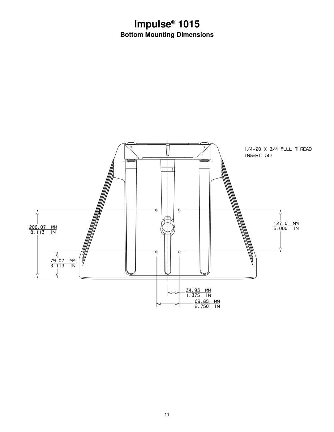 Peavey 1015 manual Bottom Mounting Dimensions 