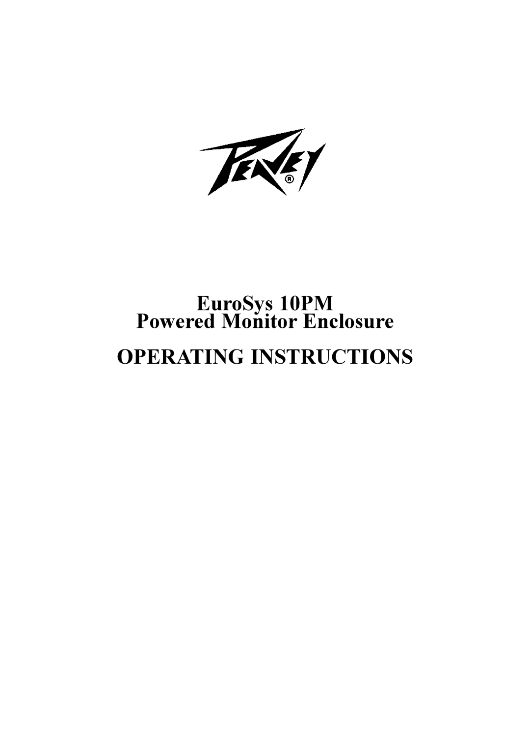 Peavey 10PM manual Operating Instructions 