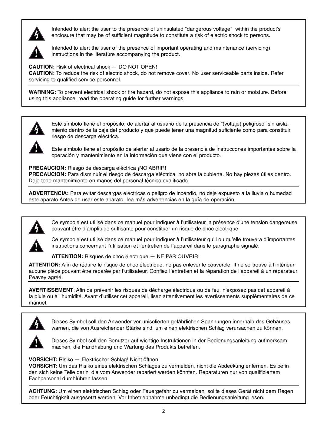 Peavey 110 EFX operation manual 