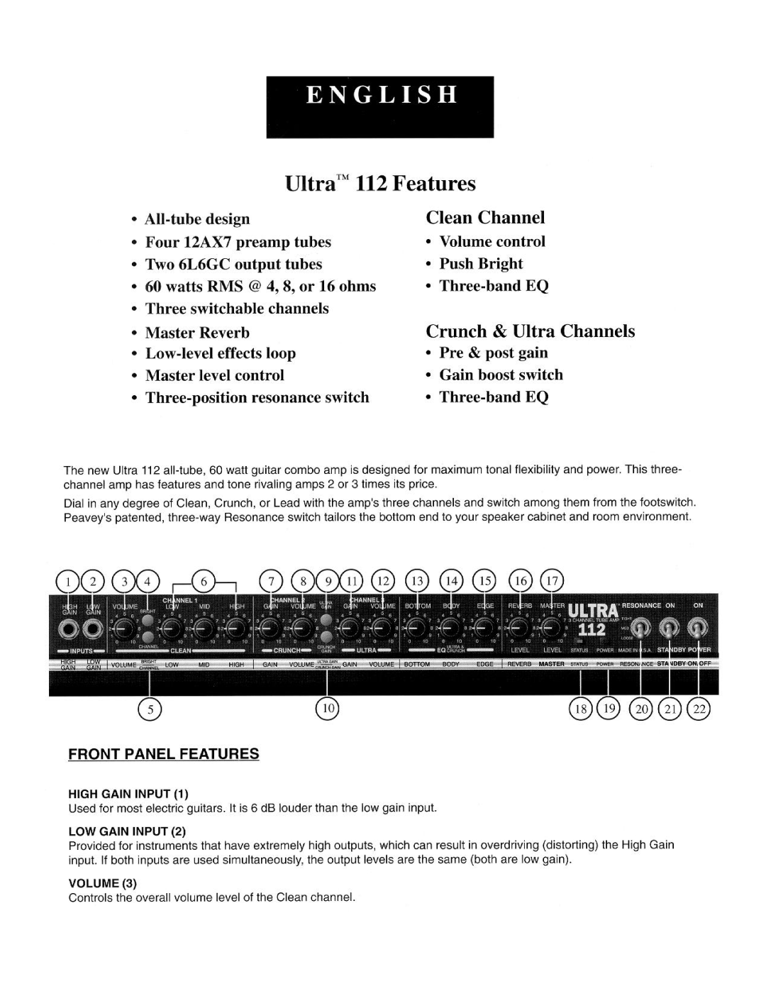 Peavey 112 manual 