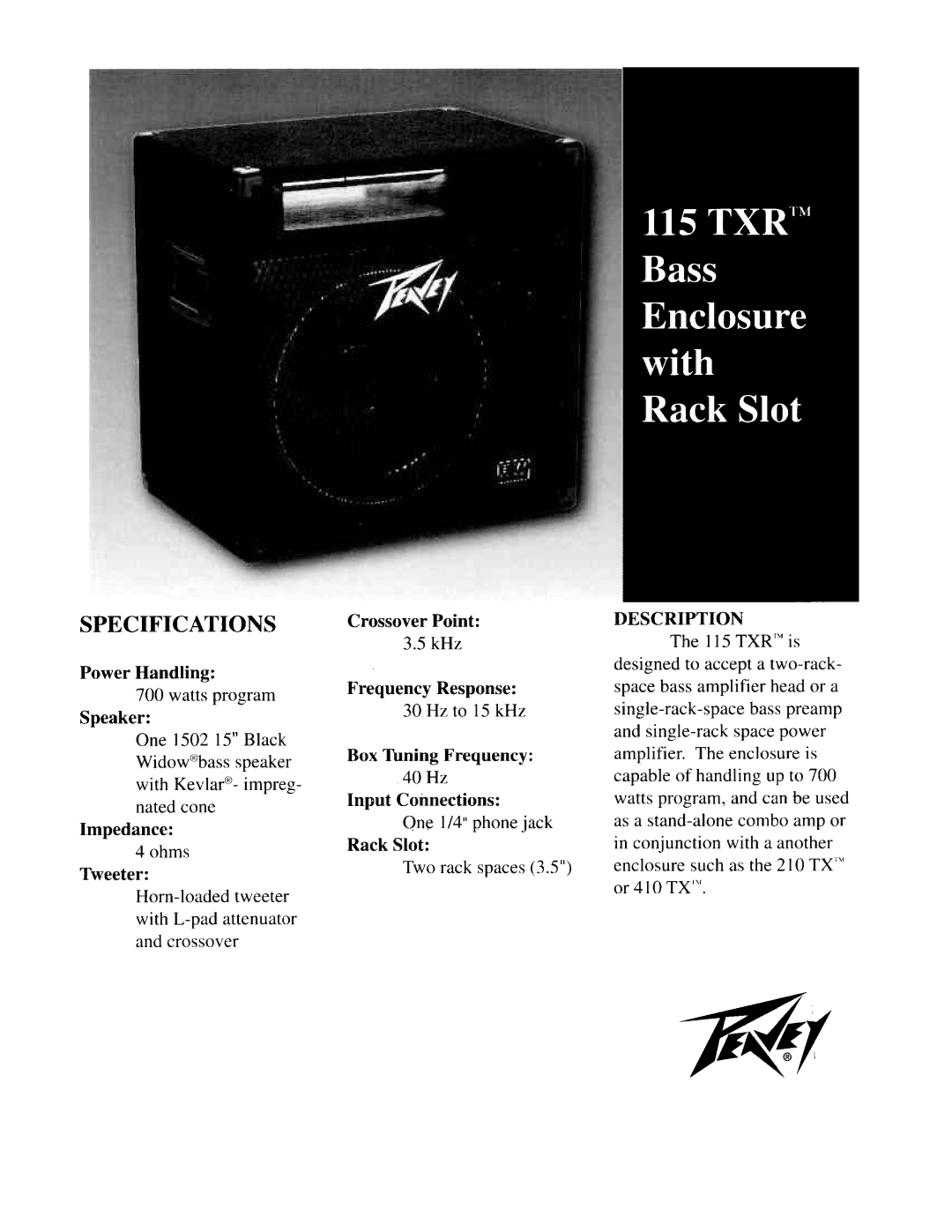 Peavey 115 TXR manual 