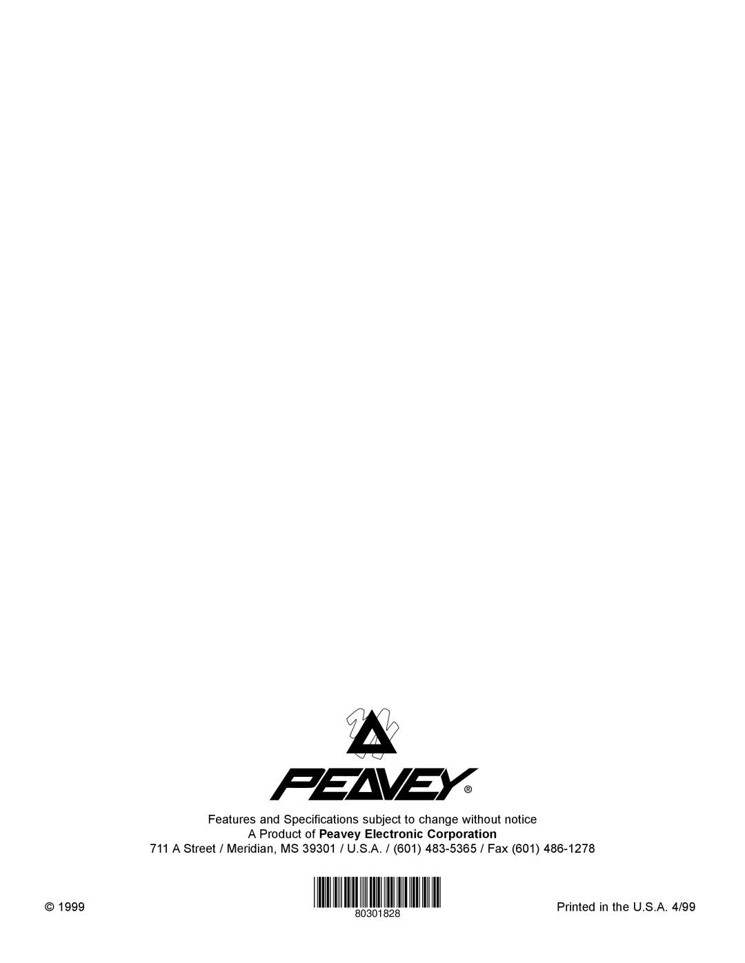 Peavey 1400X owner manual Product of Peavey Electronic Corporation 