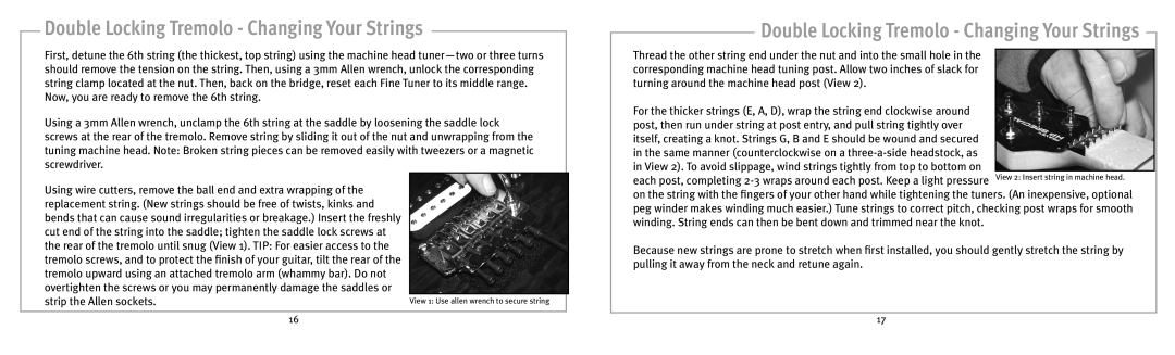 Peavey 141211105 owner manual View 1 Use allen wrench to secure string 