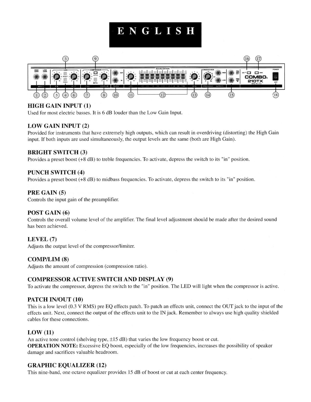 Peavey 210TX manual 