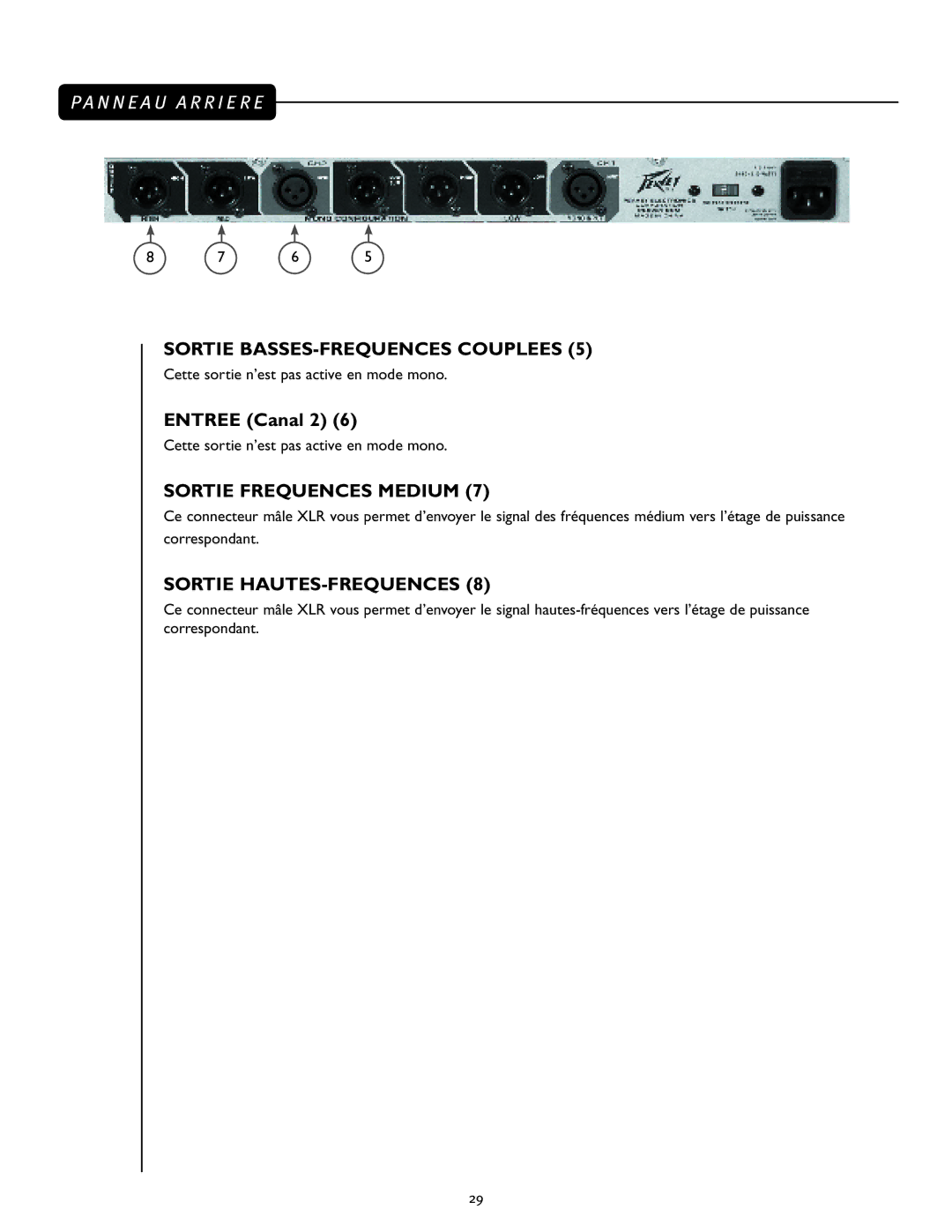 Peavey 23XO manual Sortie Frequences Medium, Sortie HAUTES-FREQUENCES 