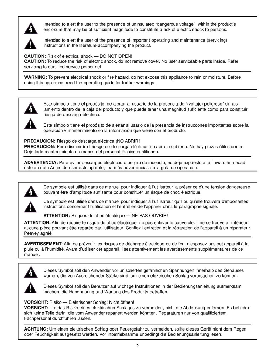 Peavey 258 EFX operation manual 