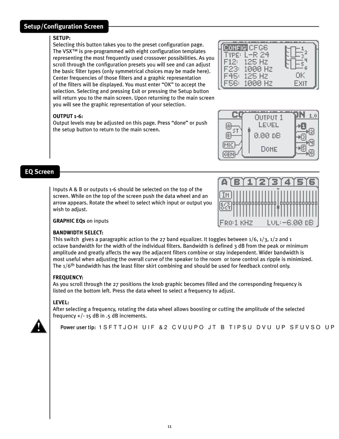 Peavey 26 manual EQ Screen, Setup, Output 