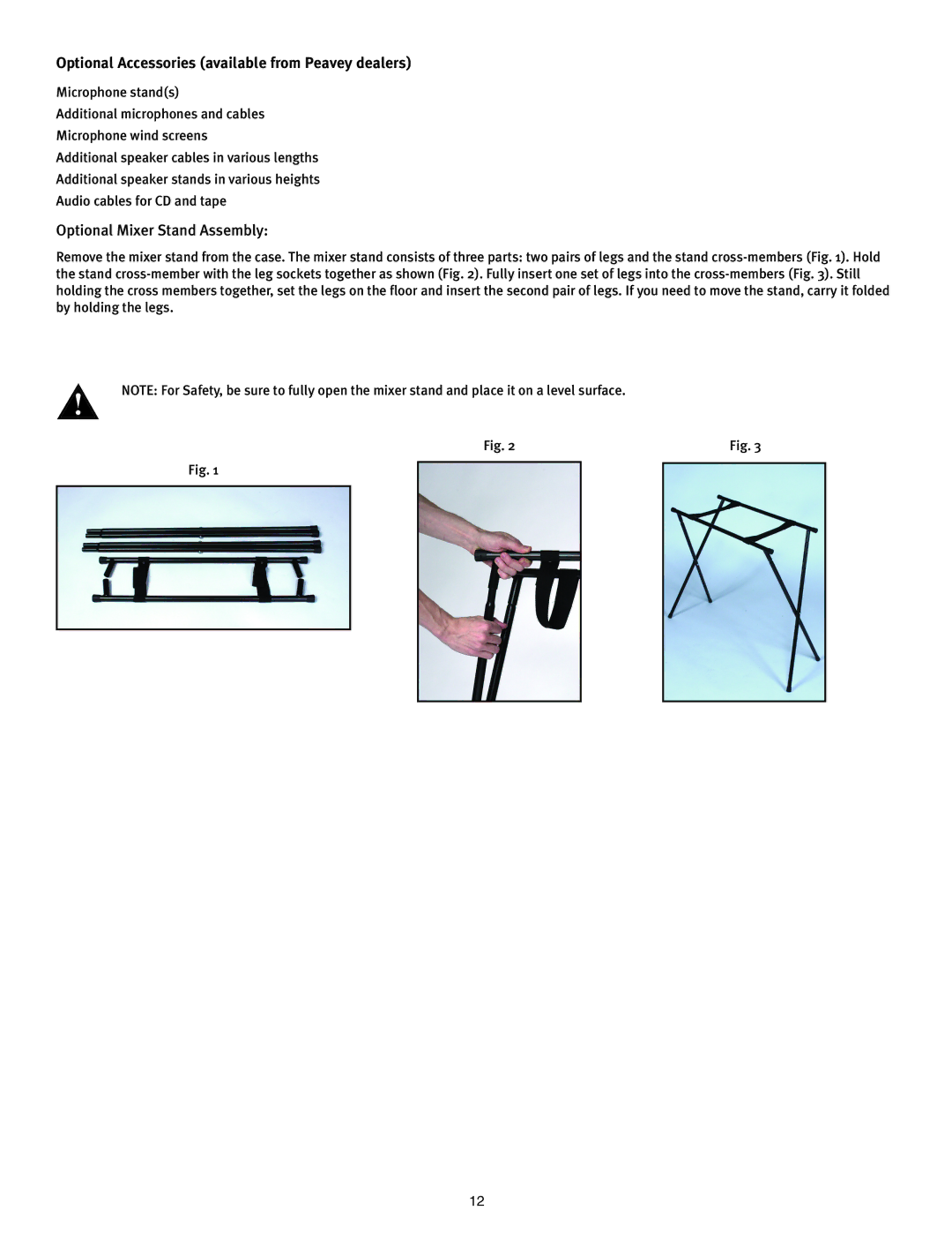 Peavey 3000 manual Optional Accessories available from Peavey dealers, Optional Mixer Stand Assembly 