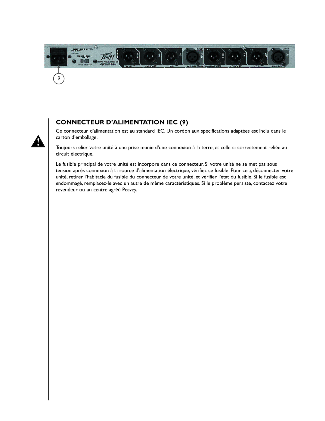 Peavey 35XO manual Connecteur D’ALIMENTATION IEC 