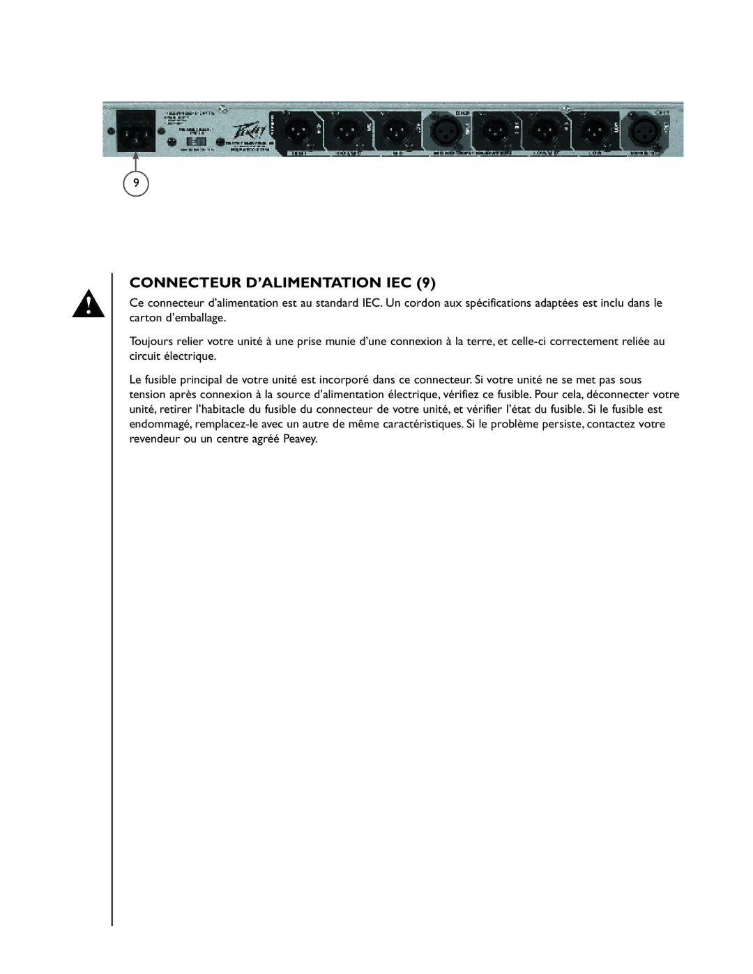 Peavey 35XO manual Connecteur D’ALIMENTATION IEC 