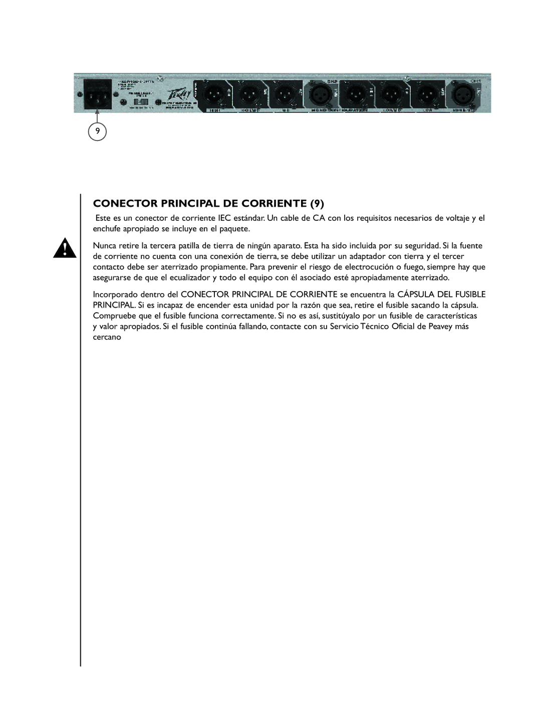 Peavey 35XO manual Conector Principal DE Corriente 