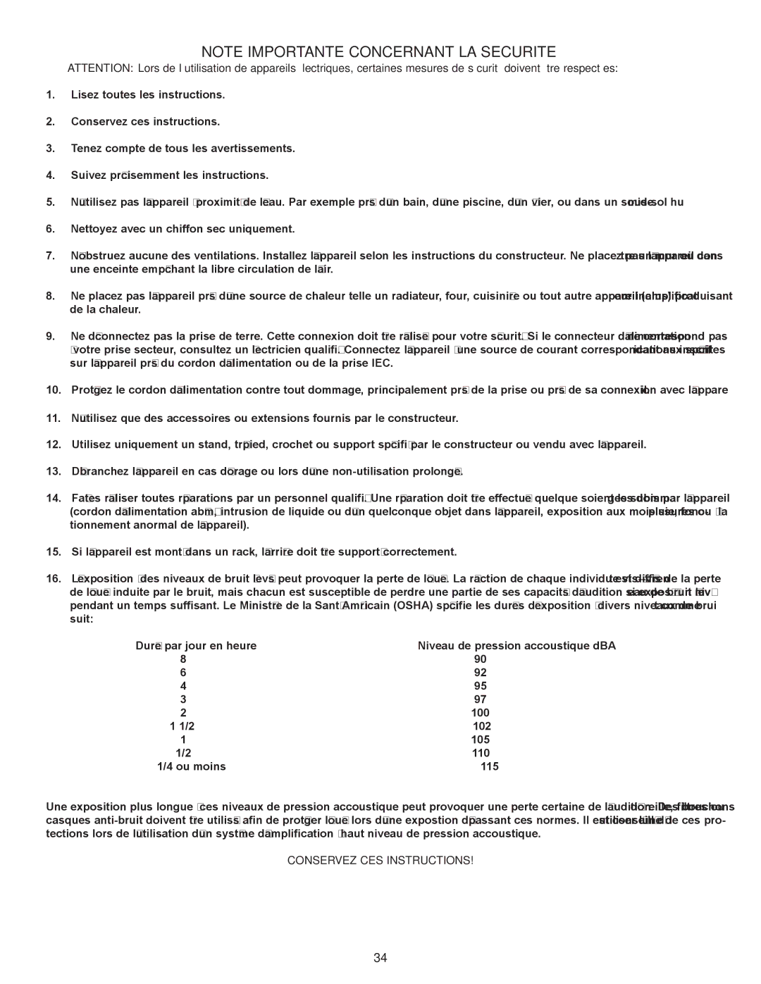 Peavey 3D Mix Pro manual Conservez CES Instructions 