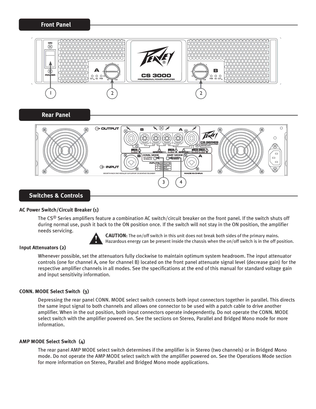 Peavey 4000, 3000 SPOU1BOFM 3FBS1BOFM, 4XJUDIFT$POUSPMT, $1PXFS4XJUDI$JSDVJU#SFBLFS , OqvuUufovbupst   