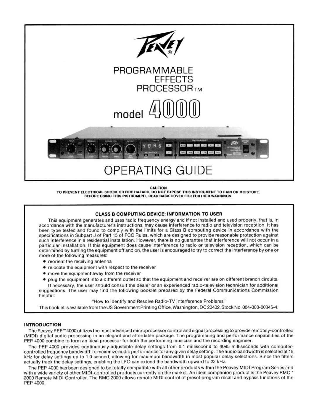 Peavey 3000, 4000, 4080 owner manual 