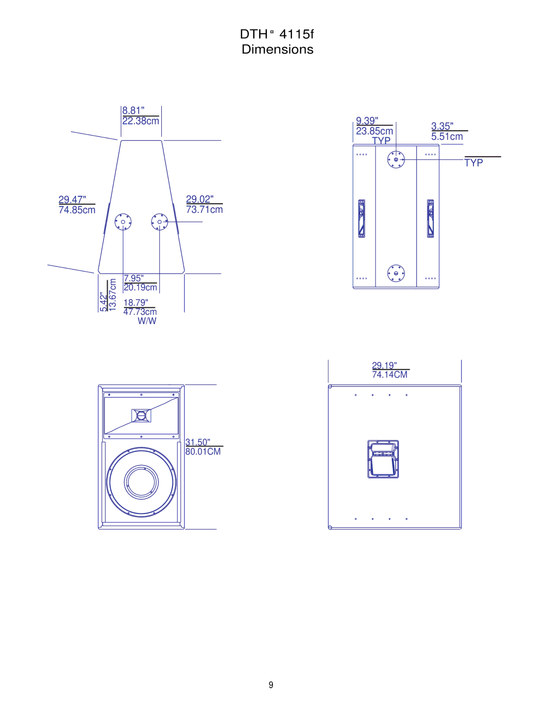 Peavey specifications DTH 4115f Dimensions 