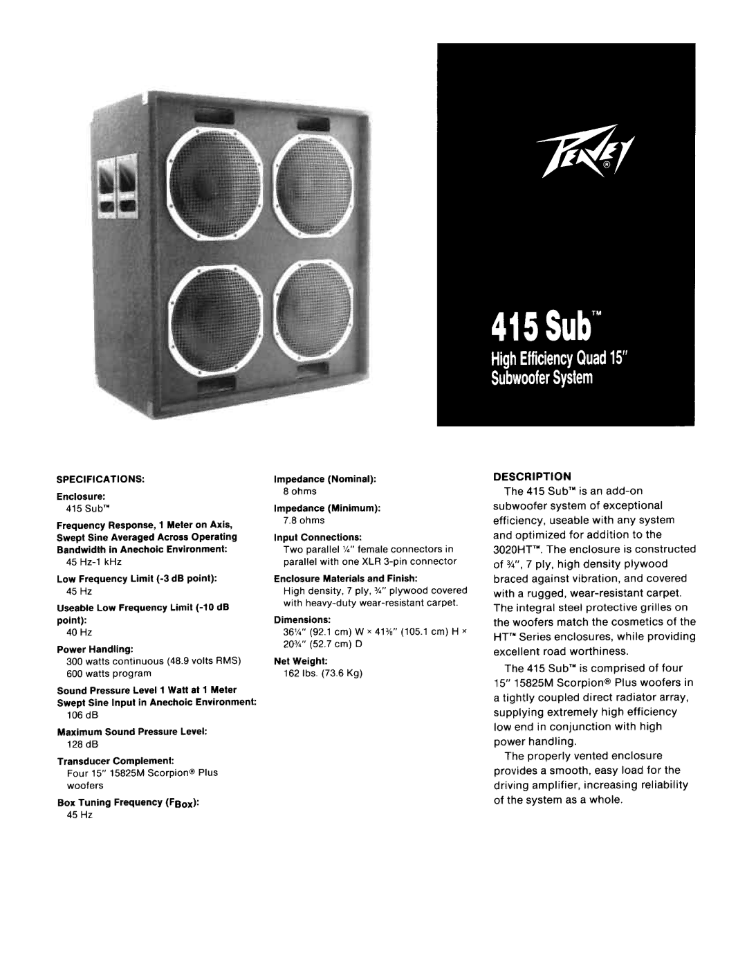 Peavey 415 Sub manual 