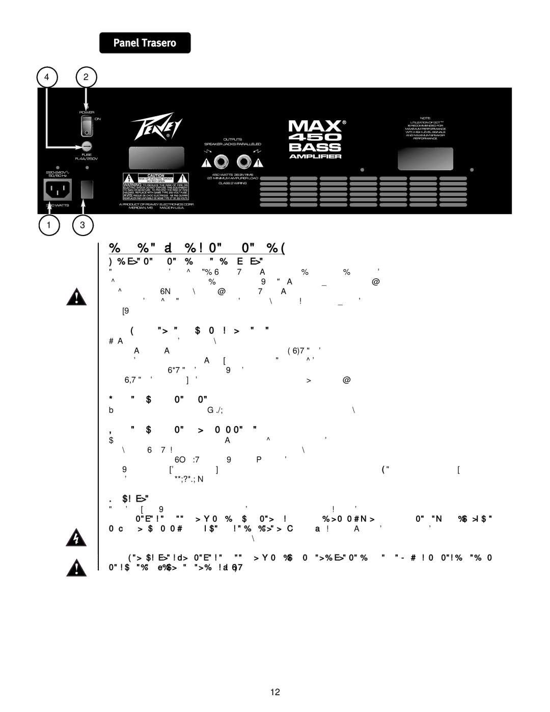 Peavey 450 operation manual Características DE Poder CA 