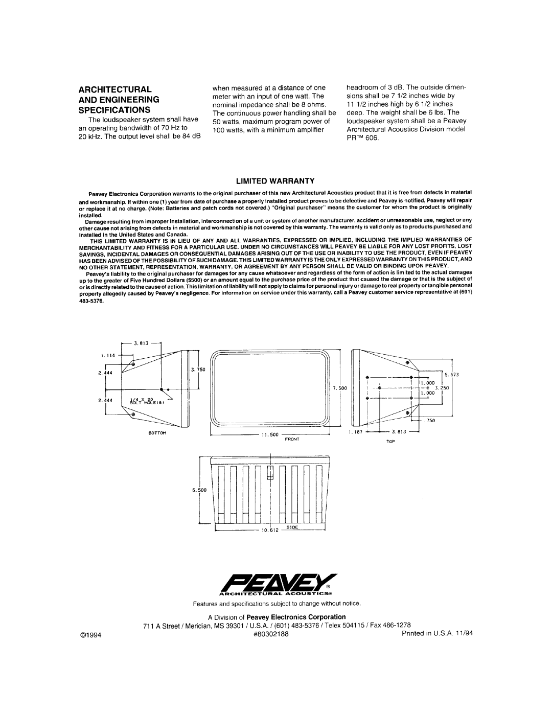 Peavey 606 manual 