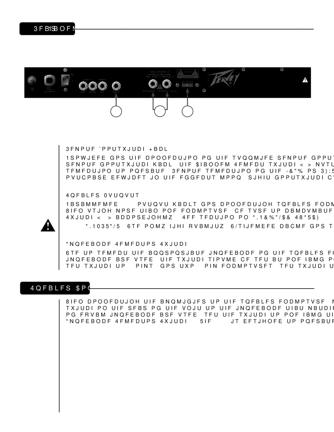 Peavey 6505TM owner manual Remote Footswitch Jack, Speaker Outputs, Impedance Selector Switch 